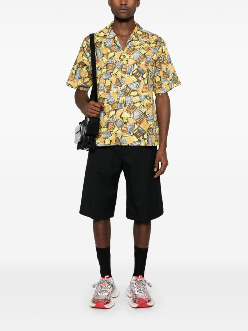Prada Illustration-Print Short-Sleeved Shirt With Cuban Collar