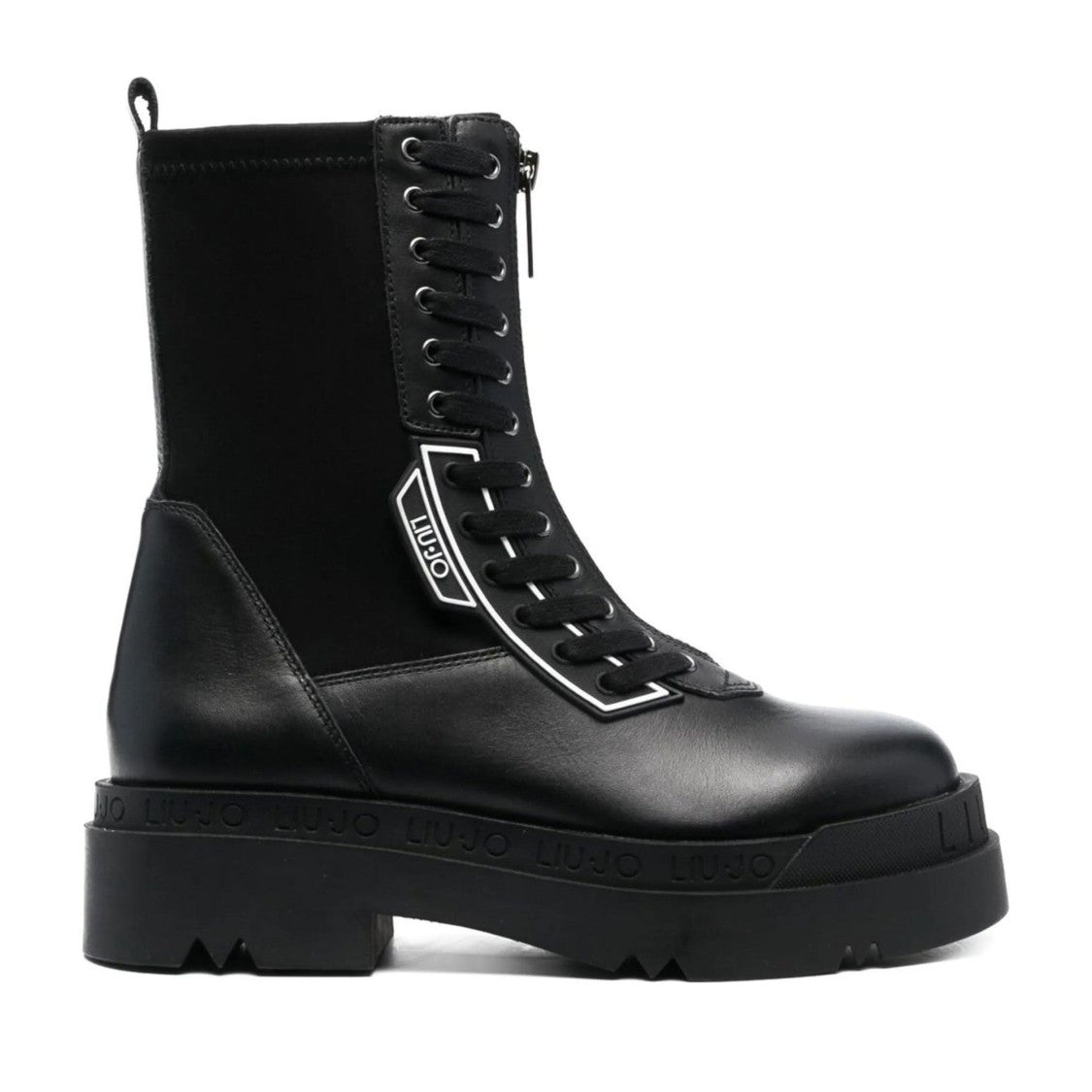 Liu Jo Black Love 22 Chunky Sole Lace-Up Leather Boots