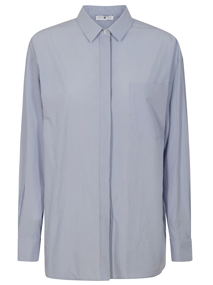 Pt Torino Timeless Button-Down Shirt With Textured Cotton Fabric