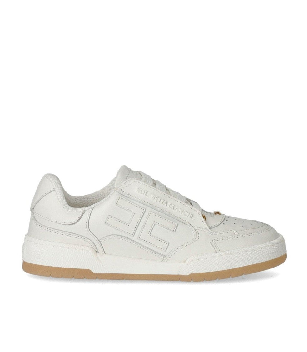 Elisabetta Franchi Ivory Leather Sneaker