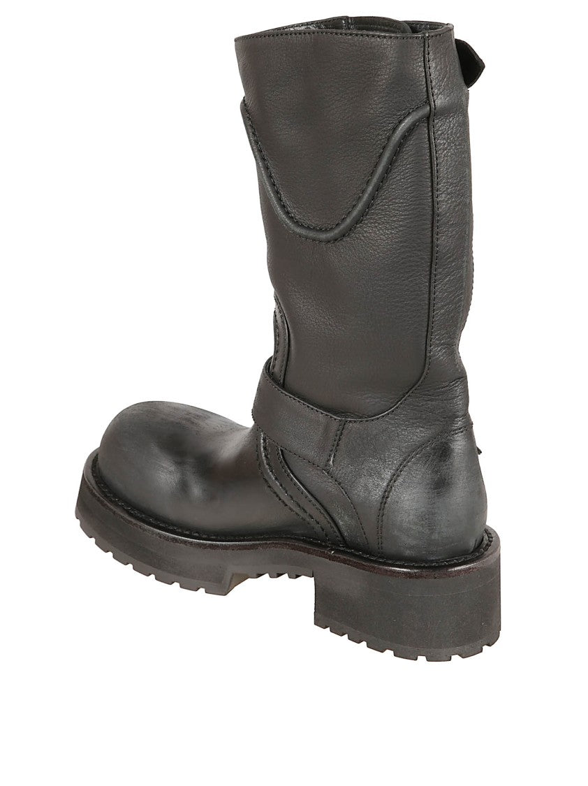 Balenciaga Distressed Calfskin Leather Boots