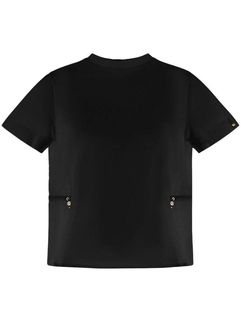 Herno Boxy Black Blouse With Drawstring Accents