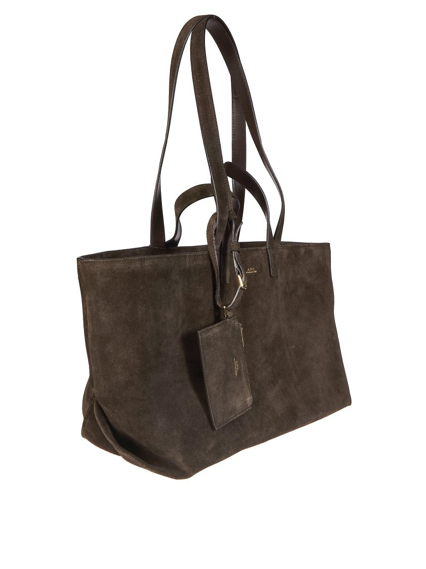 A.P.C. Brown Le Drummer Suede Calfskin Tote Bag