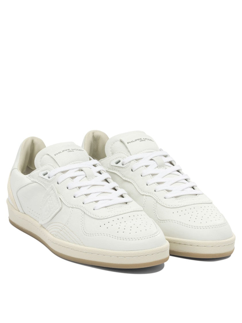 Philippe Model Paris White Leather Sneakers With Herringbone Sole