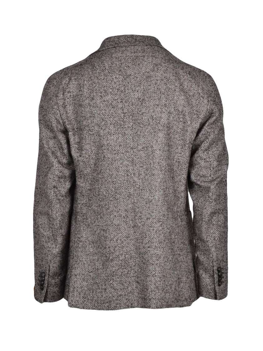 Tagliatore Beige/Brown Textured Virgin Wool-Blend Round Jacket