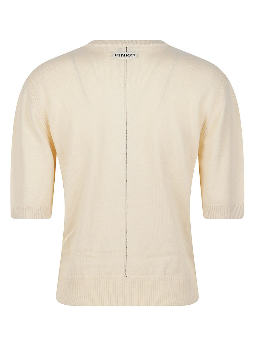 Pinko Varsavia Short-Sleeve Ribbed V-Neck Sweater