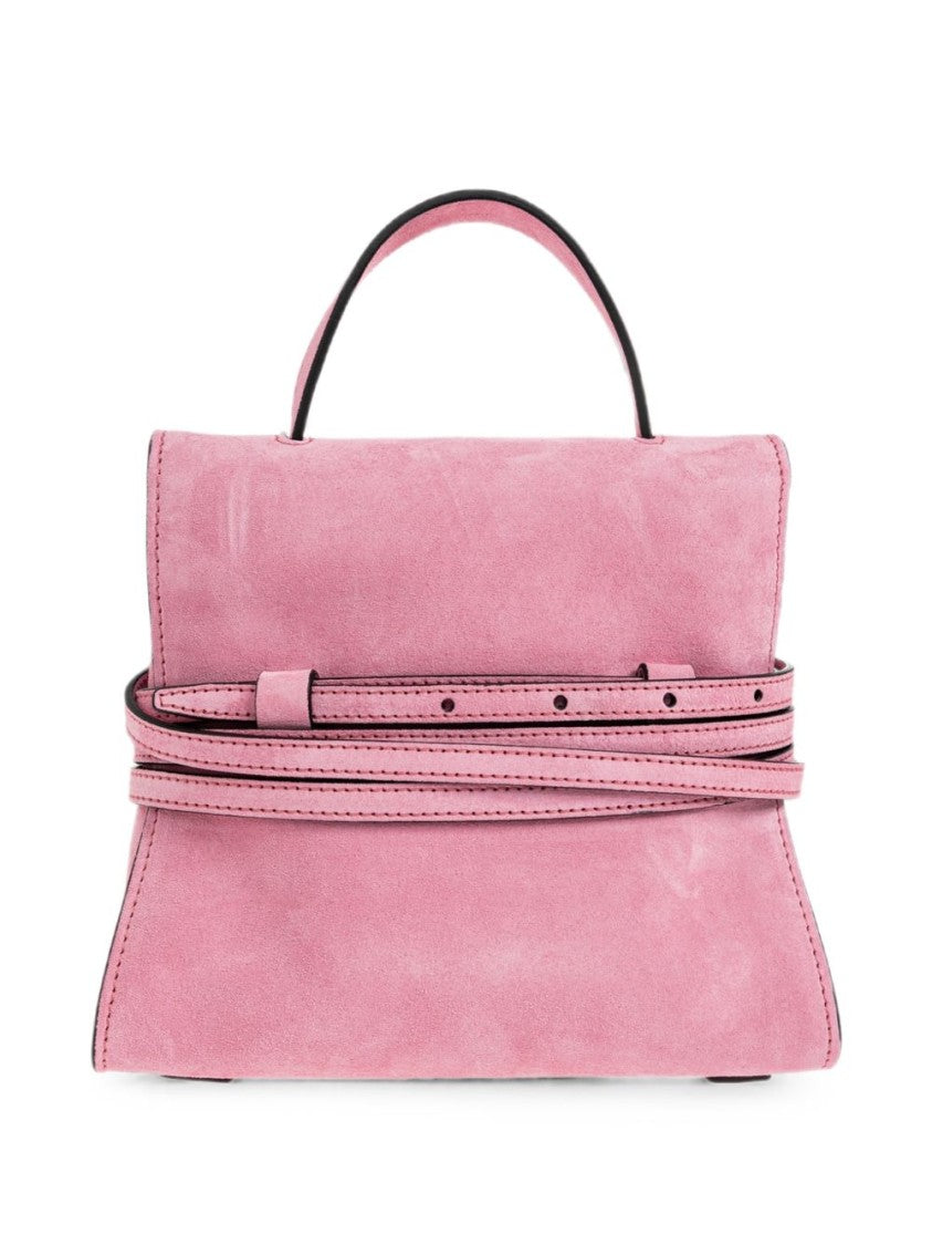 Moschino Pastel Pink Structured Handbag With Embossed Logo