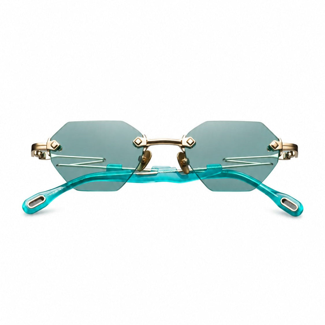 Capote Eyewear Gold Green C36 Rimless Paper Clip Sunglasses