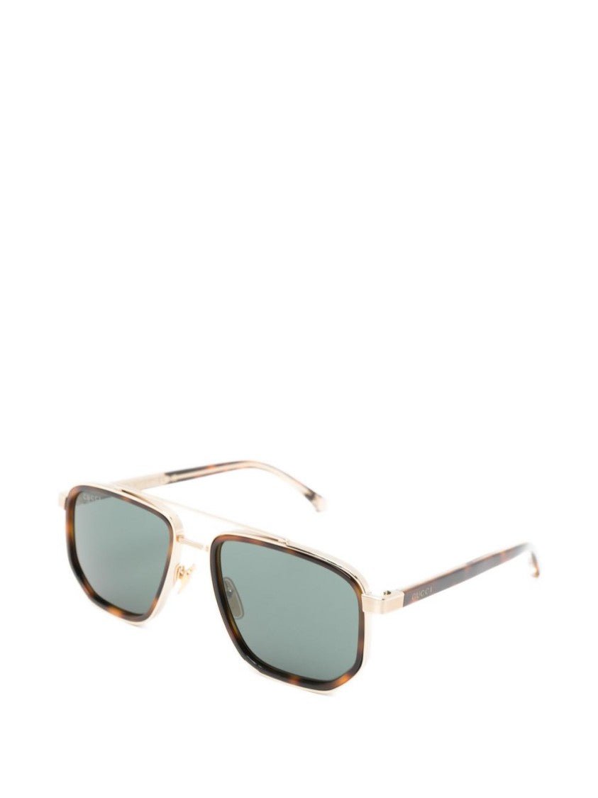 Gucci Brown Navigator Metal Double Bridge Sunglasses