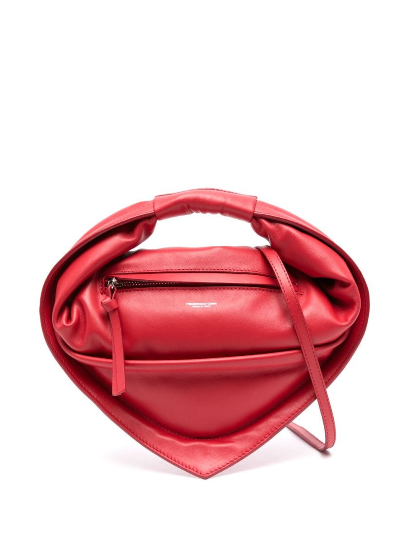 Federico Cina Heart-Shaped Red Lambskin Tote Bag