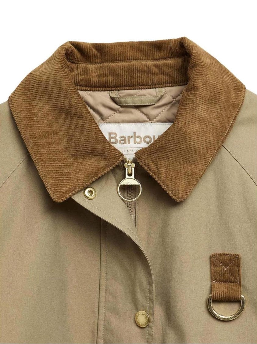 Barbour Cropped Boxy Jacket With Corduroy Collar