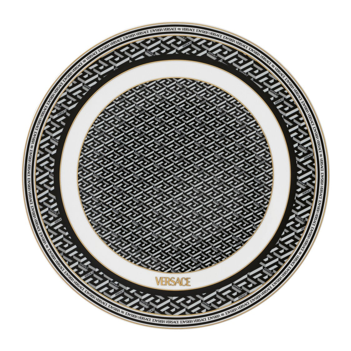Versace Home La Greca Geometric Porcelain Plate