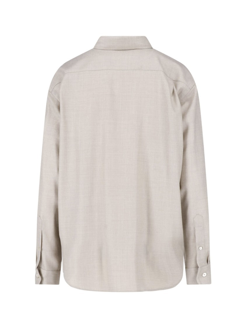 Auralee Beige Wool Long-Sleeve Shirt