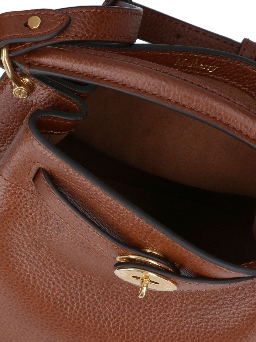 Mulberry "Islington" Mini Bucket Bag In Brown Calfskin