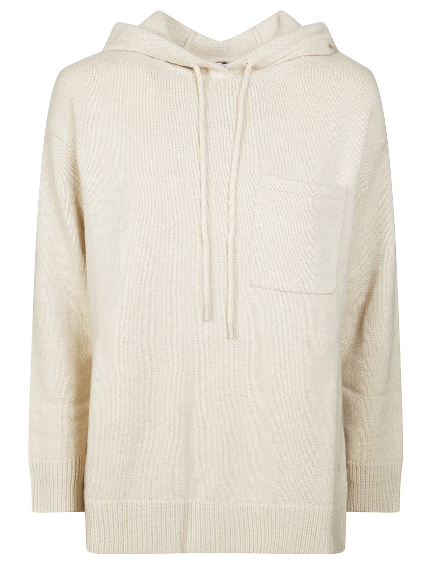 Max Mara Relaxed Fit Knitted Hoodie With Drawstring Hood And Front Pocket