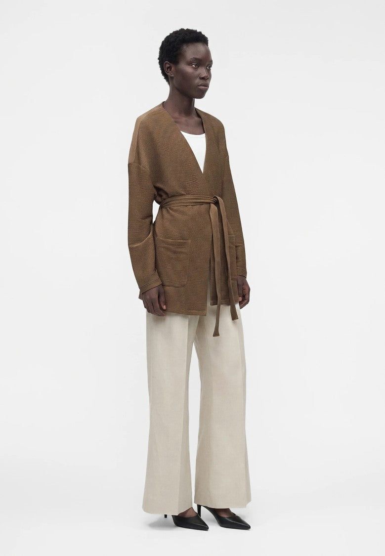 Max Mara Ribbed Knit Jacket With Tailored Silhouette And Belt