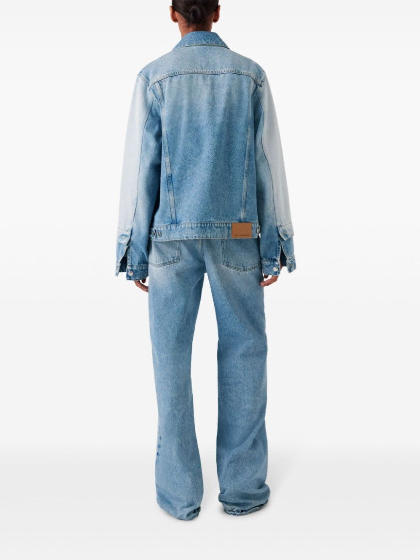 Stella Mccartney Two-Tone Straight Leg Jeans With Concealed Fly