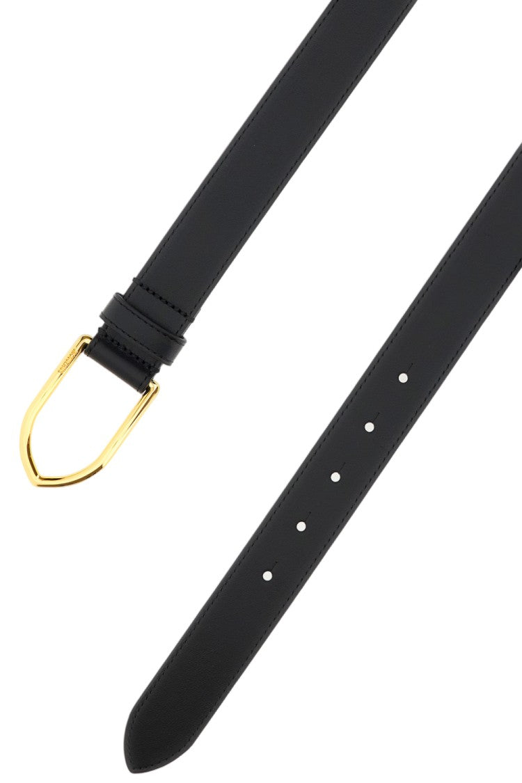 Jacquemus Smooth Leather Slim Belt With Gold-Tone Buckle And Embossed Logo
