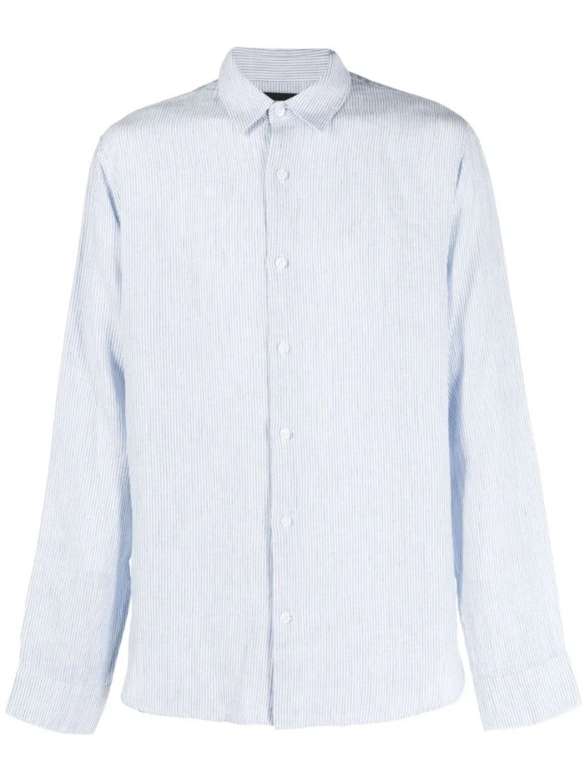 Vince Classic Stripe Linen Long Sleeve Shirt