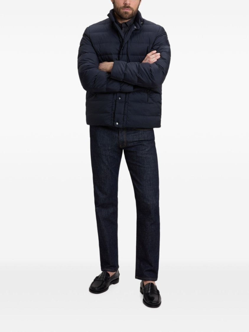 Woolrich Quilted Black Padded Jacket With Stand Collar