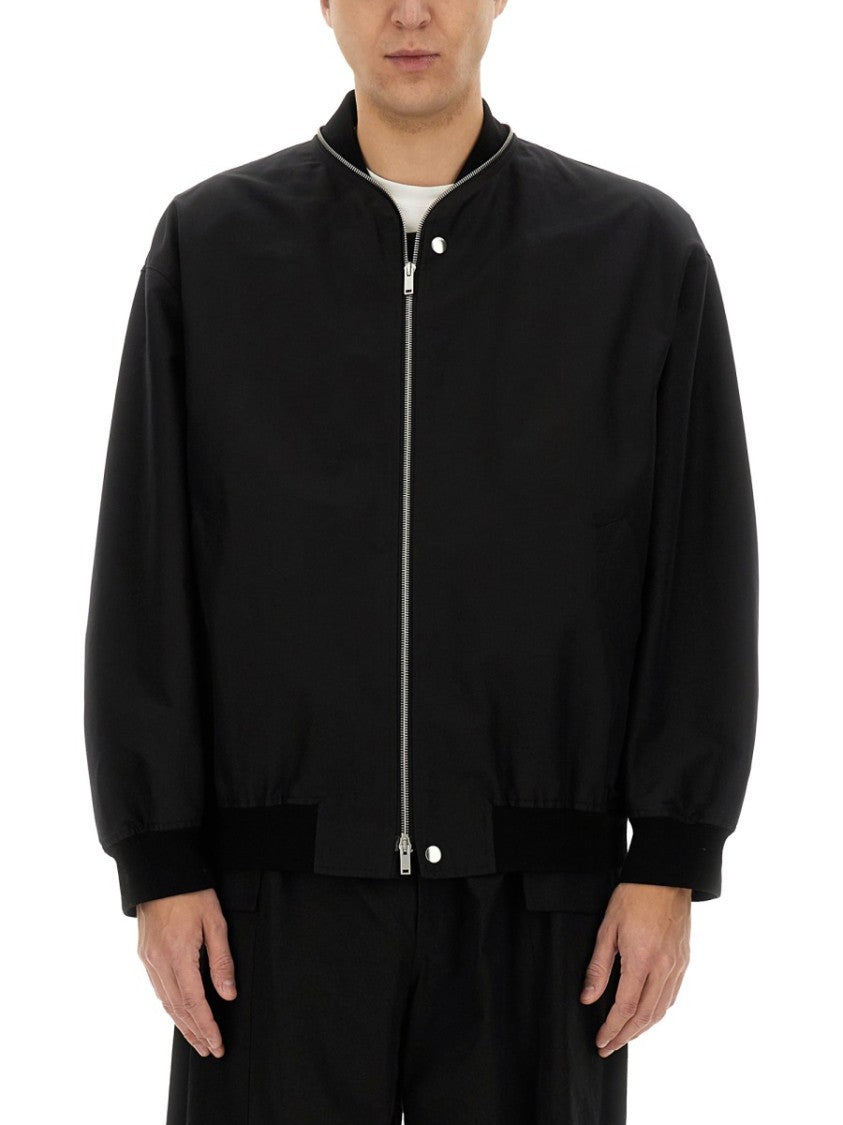 Jil Sander Oversized Cotton Bomber Jacket With Ribbed Cuffs
