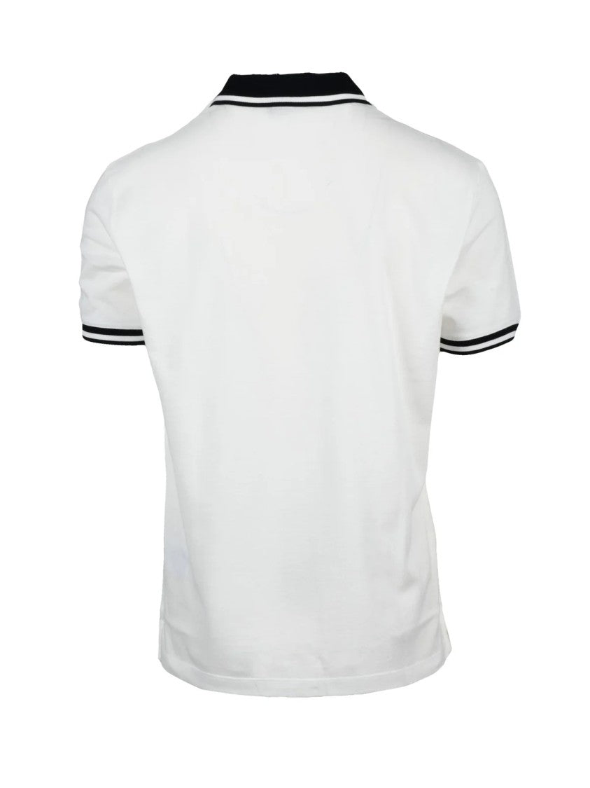 Emporio Armani White Cotton Ribbed Polo Shirt
