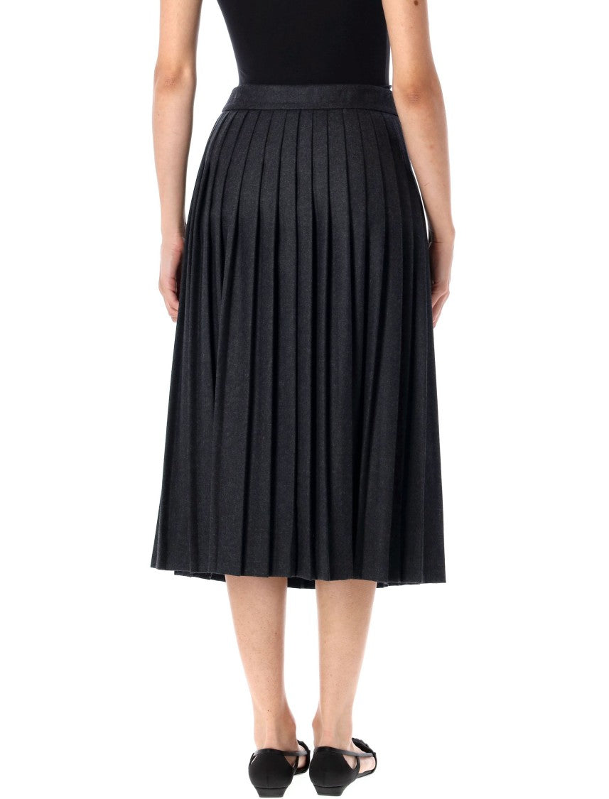 Prada Pleated Wool Flannel Skirt