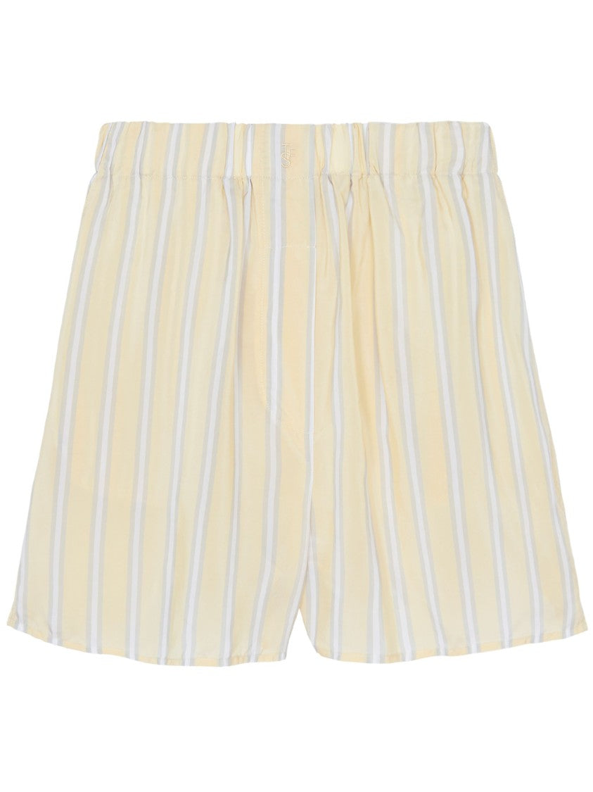 The Frankie Shop Yellow Elasticated Waist Embroidered Logo Shorts