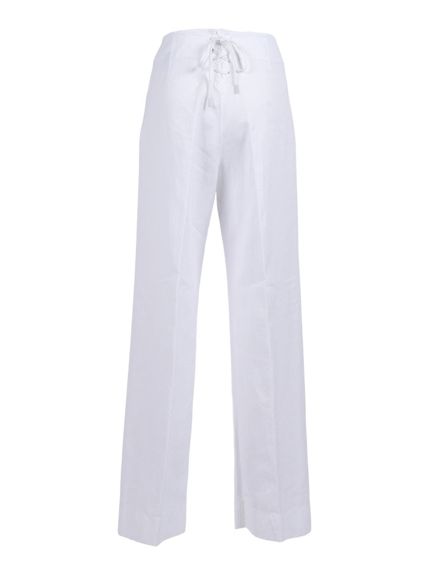 Aspesi Cotton Linen Lace Up Straight-Leg Pants
