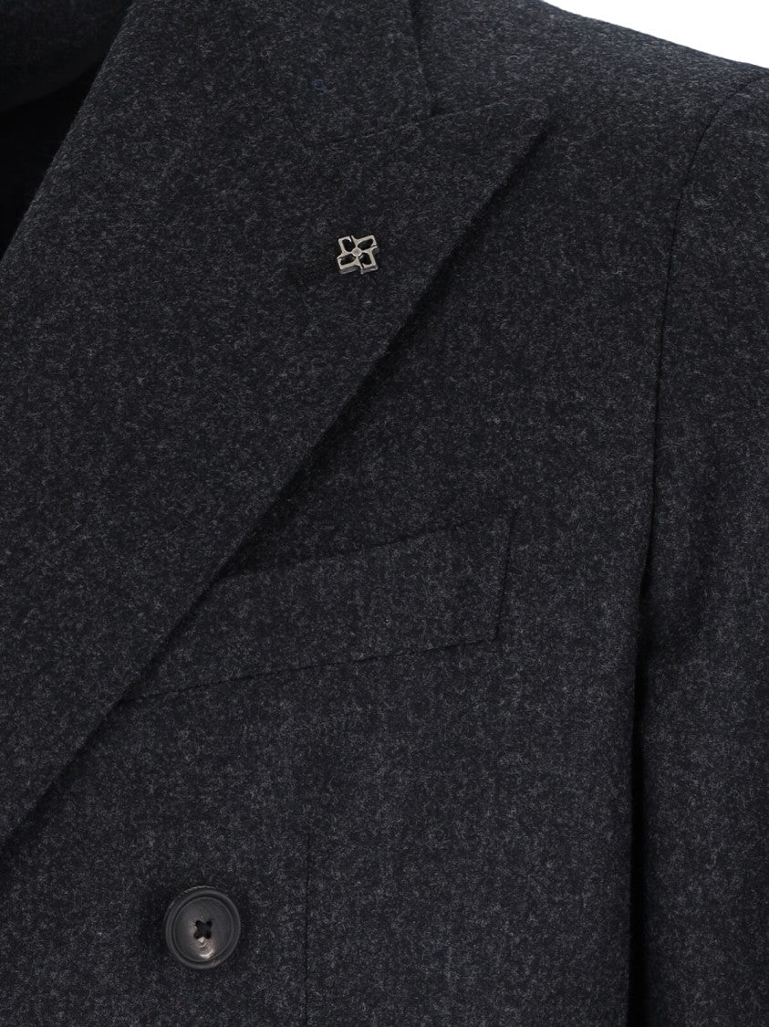 Tagliatore Double-Breasted Virgin Wool Blazer With Silver Detail