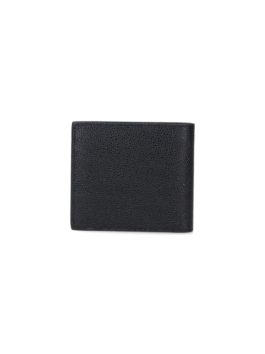 Thom Browne Textured Bifold Wallet With Striped Interior Detail