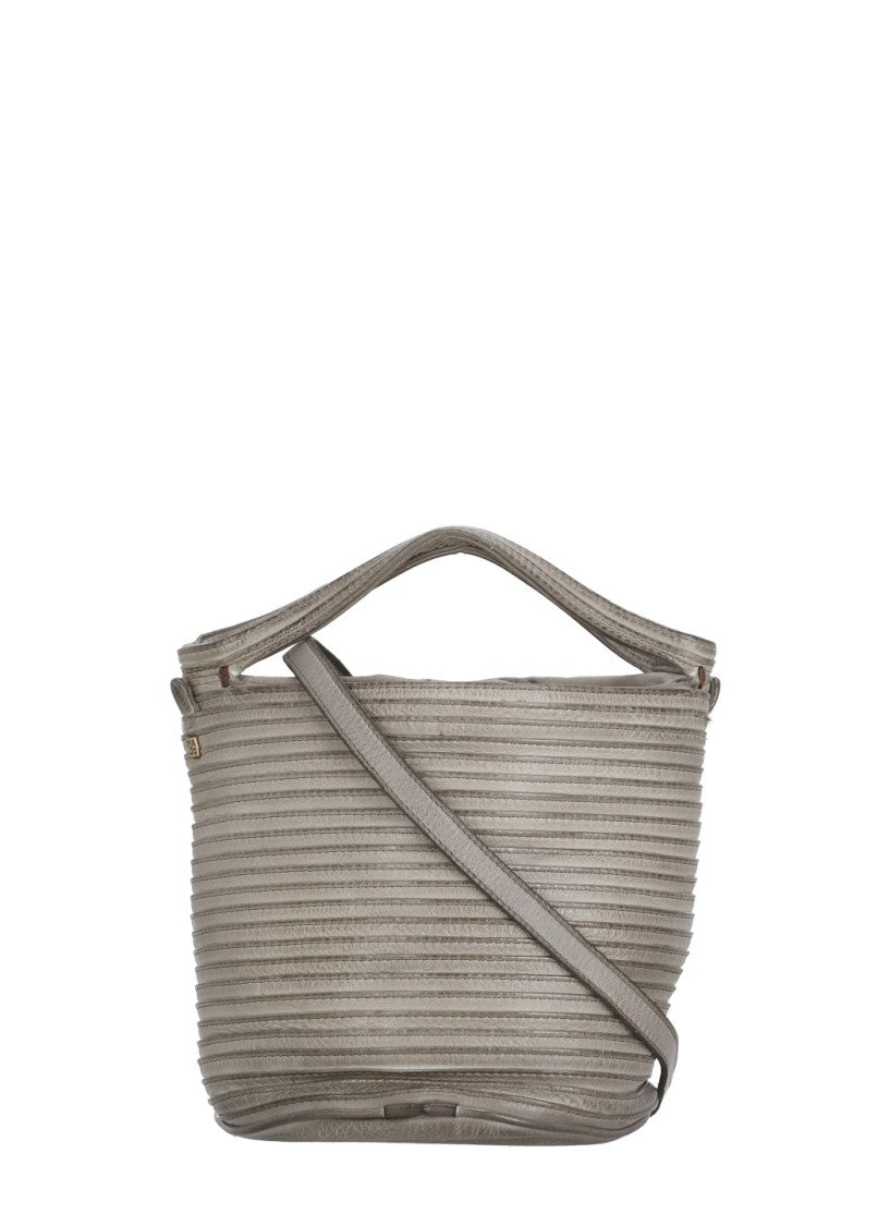 Majo Structured Leather Shoulder Bag With Ribbed Texture