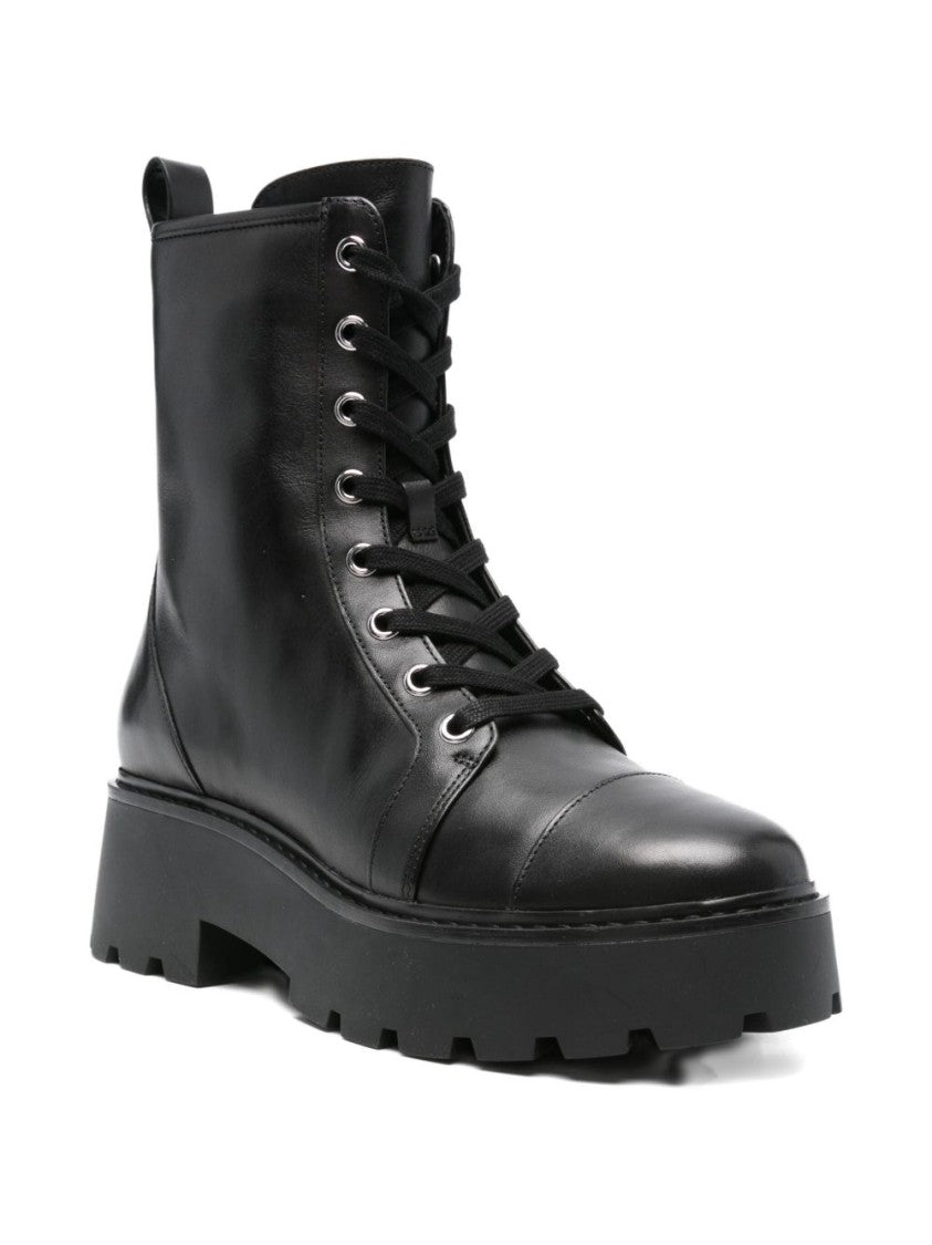 Michael Kors Lace-Up Calfskin Ankle Boots With Lug Sole