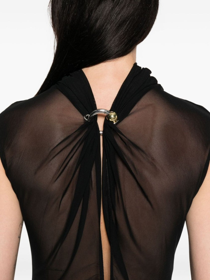 Jean Paul Gaultier Black Sleeveless Semi-Sheer Evening Dress