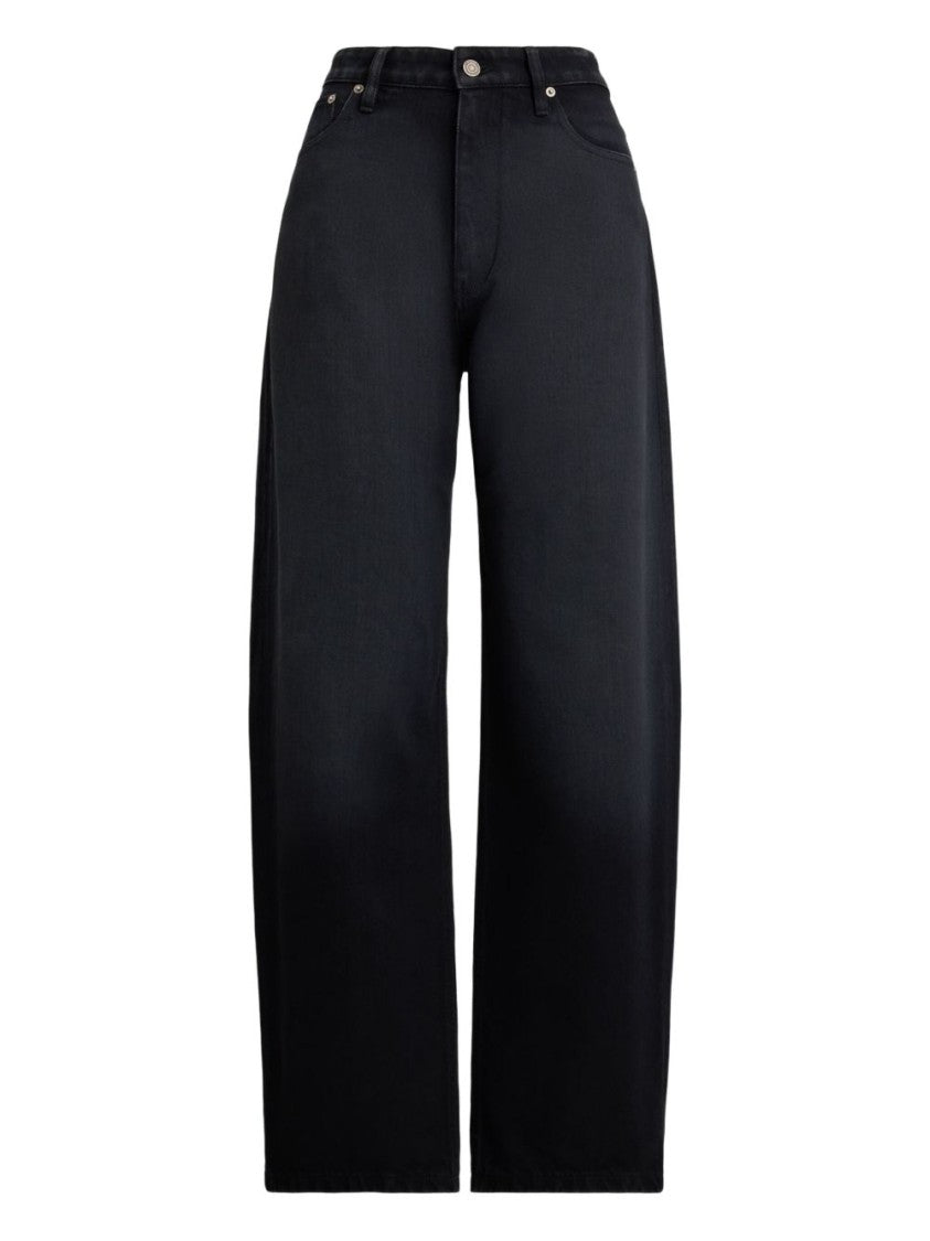 Polo Ralph Lauren High-Waisted Wide-Leg Denim Jeans In Soft Black Cotton