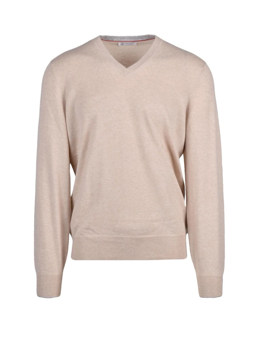 Brunello Cucinelli Cashmere V-Neck Pullover Sweater With Timeless Silhouette
