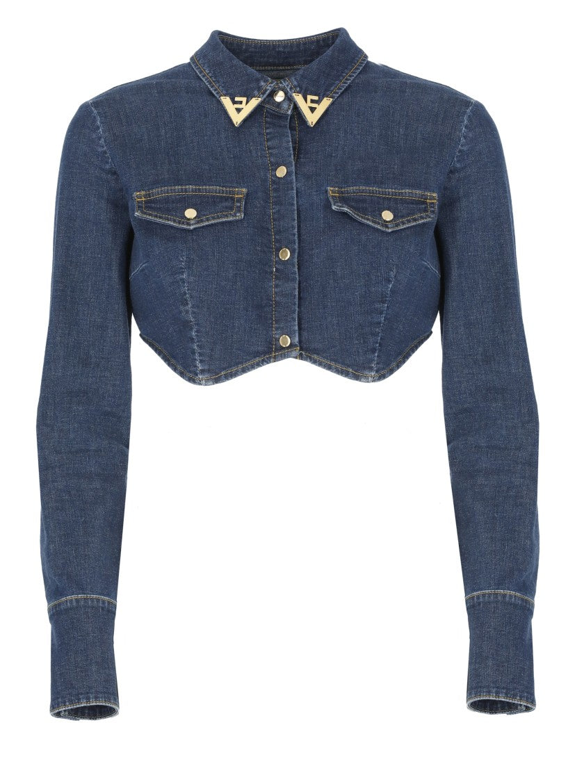 Elisabetta Franchi Blue Cropped Jeans Jacket