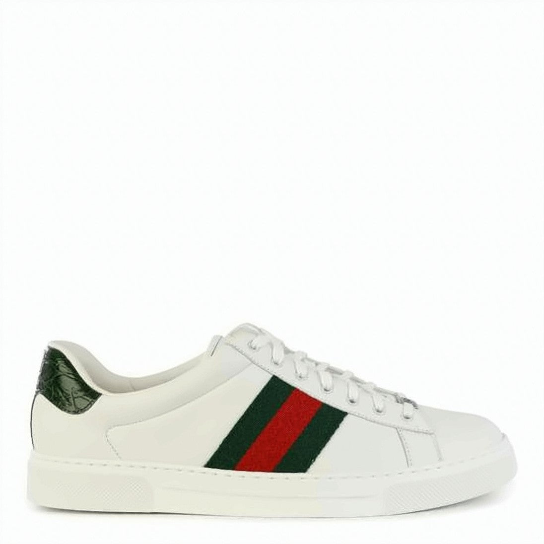 Gucci Low-Top Calf Leather Sneakers With Iconic Web Stripe