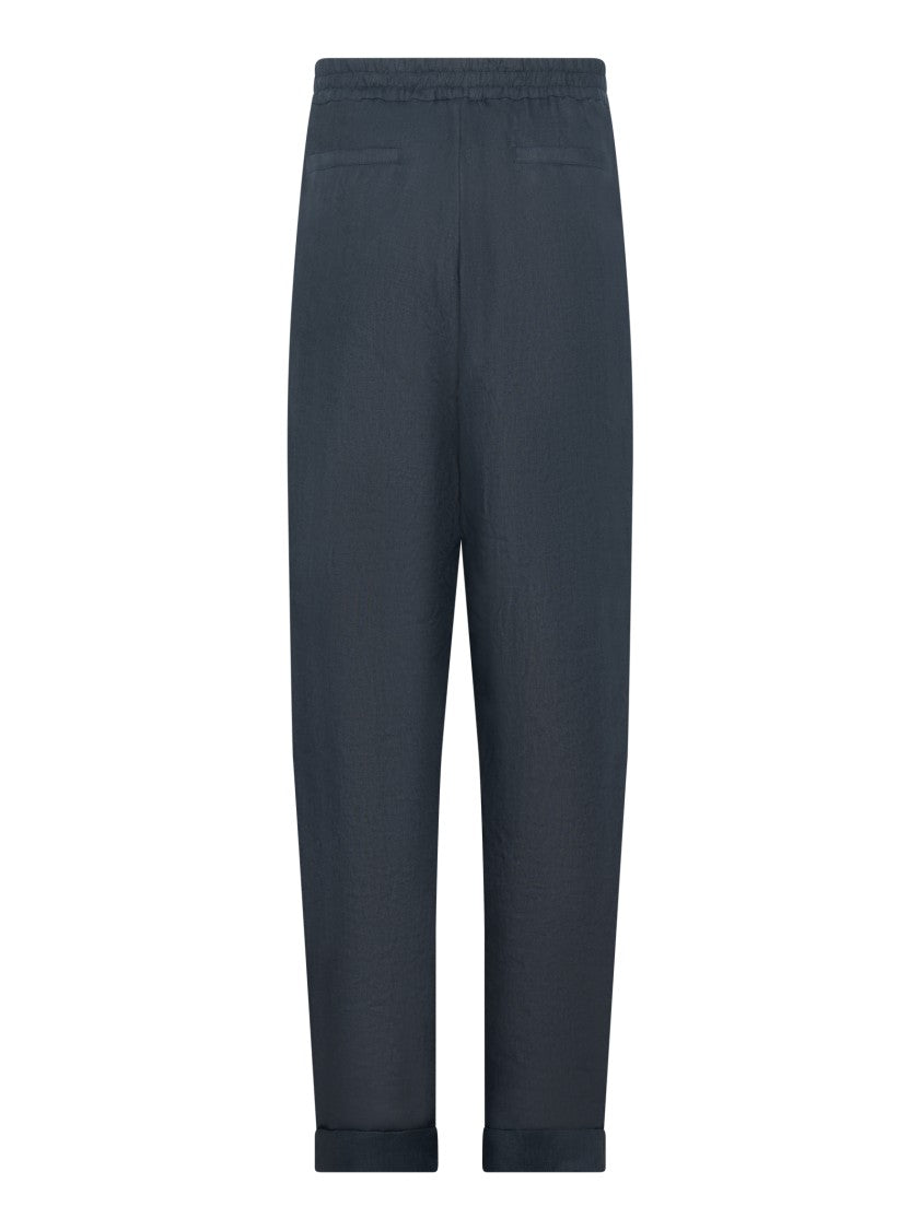 Franzese Collection Tapered Blue Linen Trousers