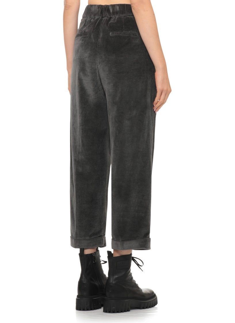 Peserico Grey Relaxed-Fit Corduroy Pants