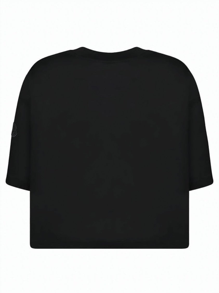 Moncler Cropped Boxy Sweater With Sequined Logo Detail