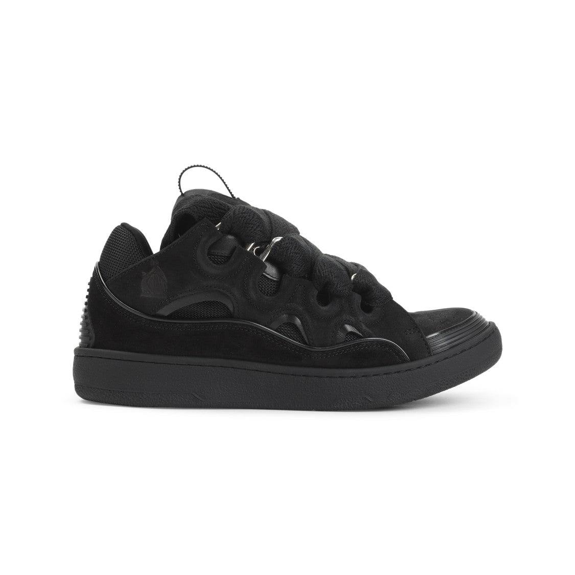 Lanvin Black Leather Sneakers With Textured Paneling
