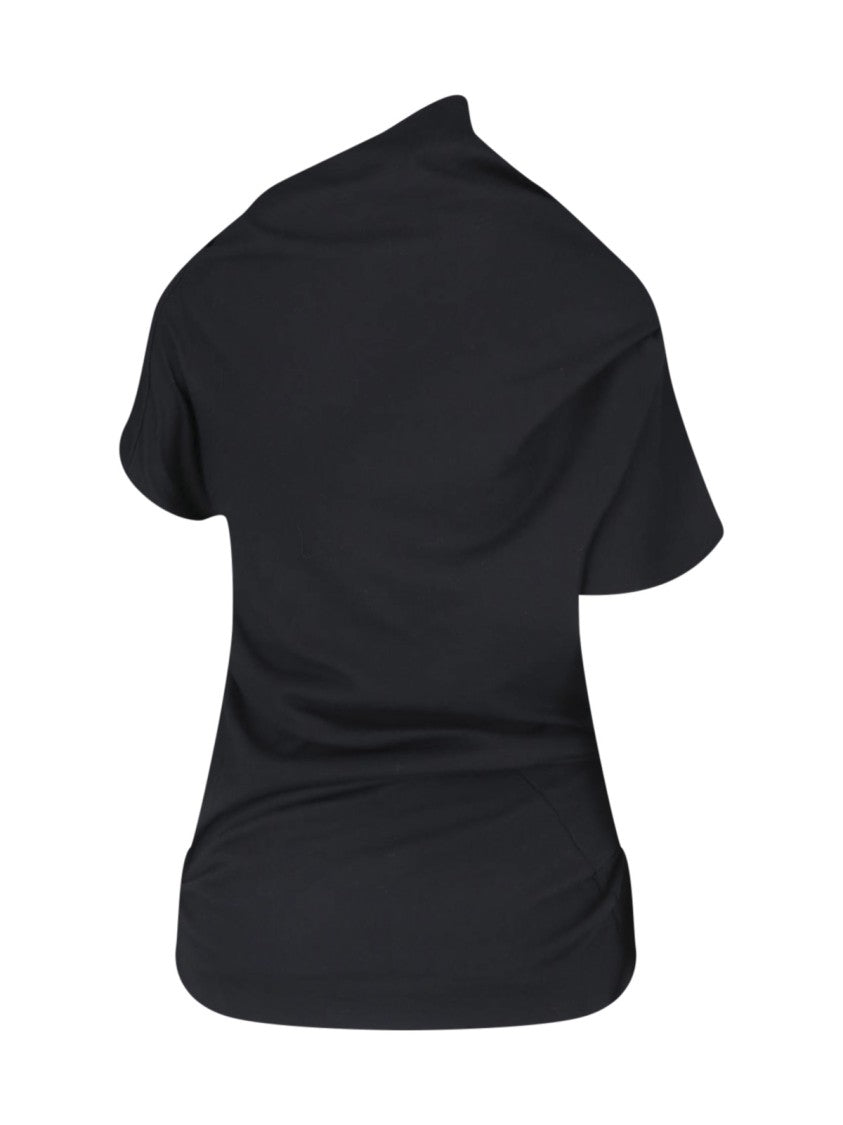 Entire Studios Black Asymmetrical Draped Draped Top