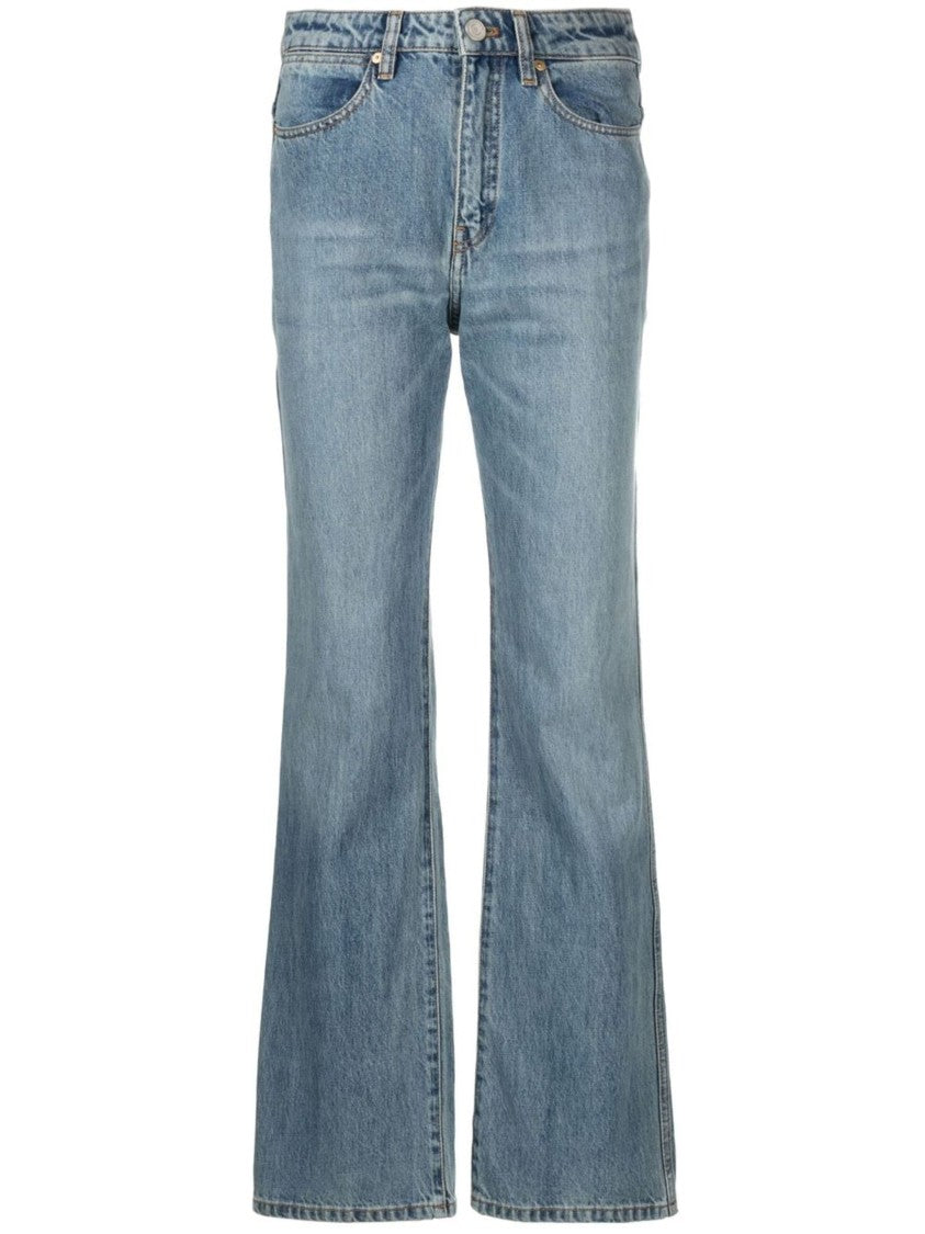 Joseph Blue Fulham Classic Straight Flared Hem Cotton Jeans