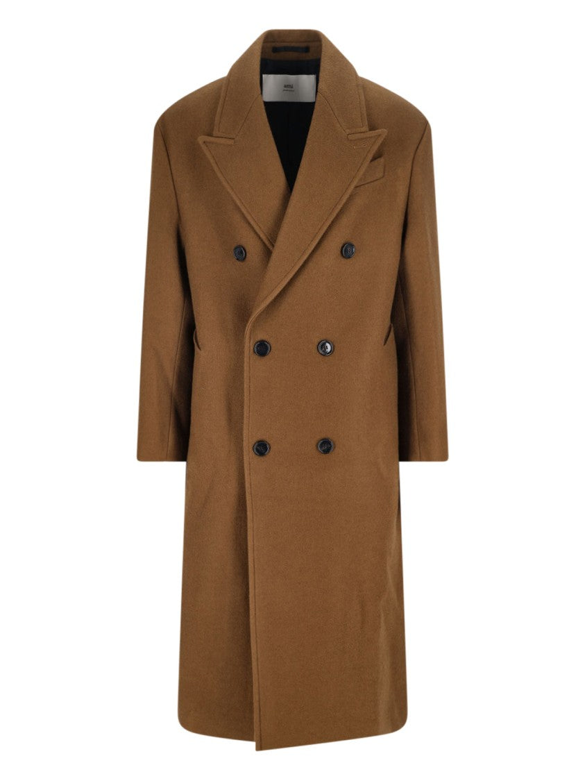 Ami Double-Breasted Coat – Brown
