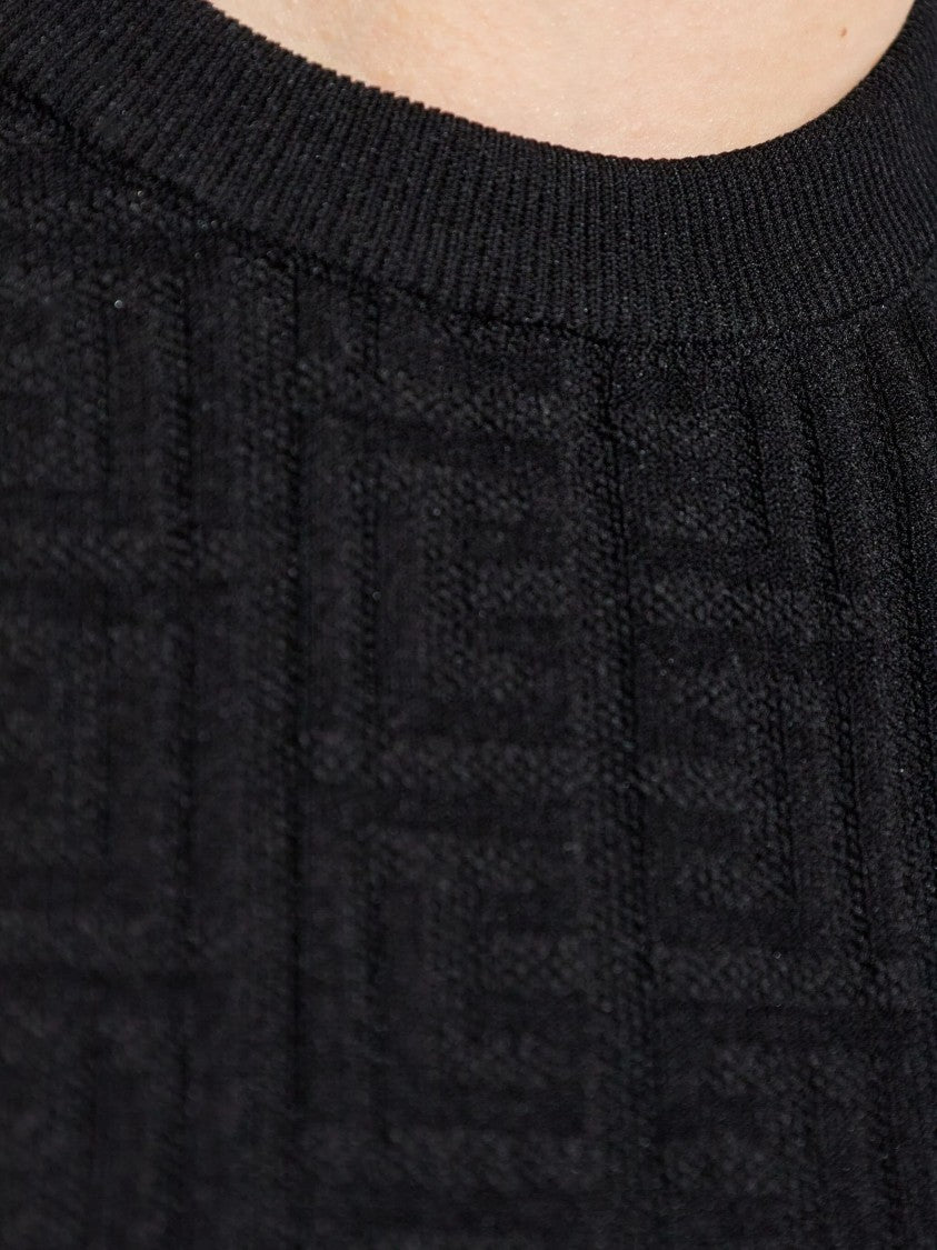 Balmain Black Classic Ss Cropped Fitted Top
