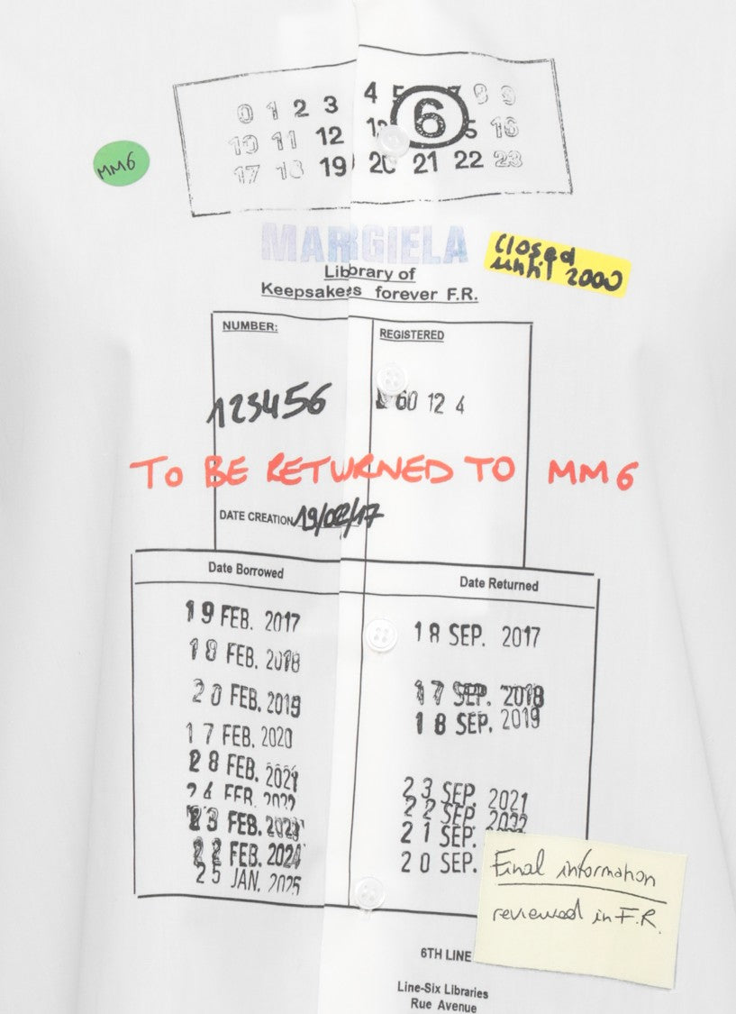 Mm6 By Maison Margiela White Printed Cotton Shirt