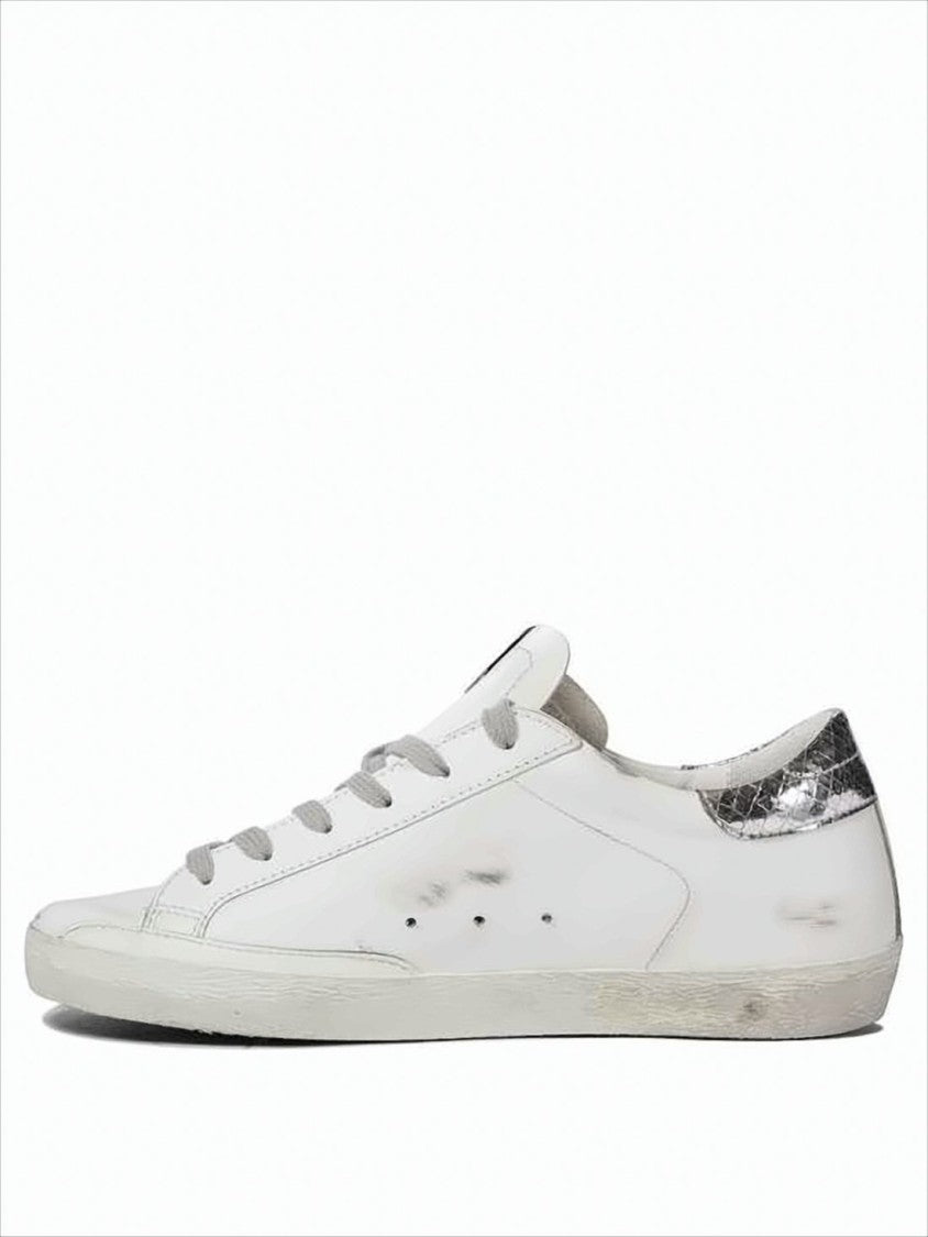Golden Goose Worn-In White Leather Sneakers With Signature Star Detail
