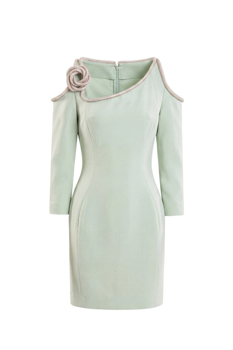Saiid Kobeisy Green Mini Dress With Crystal Embellishments