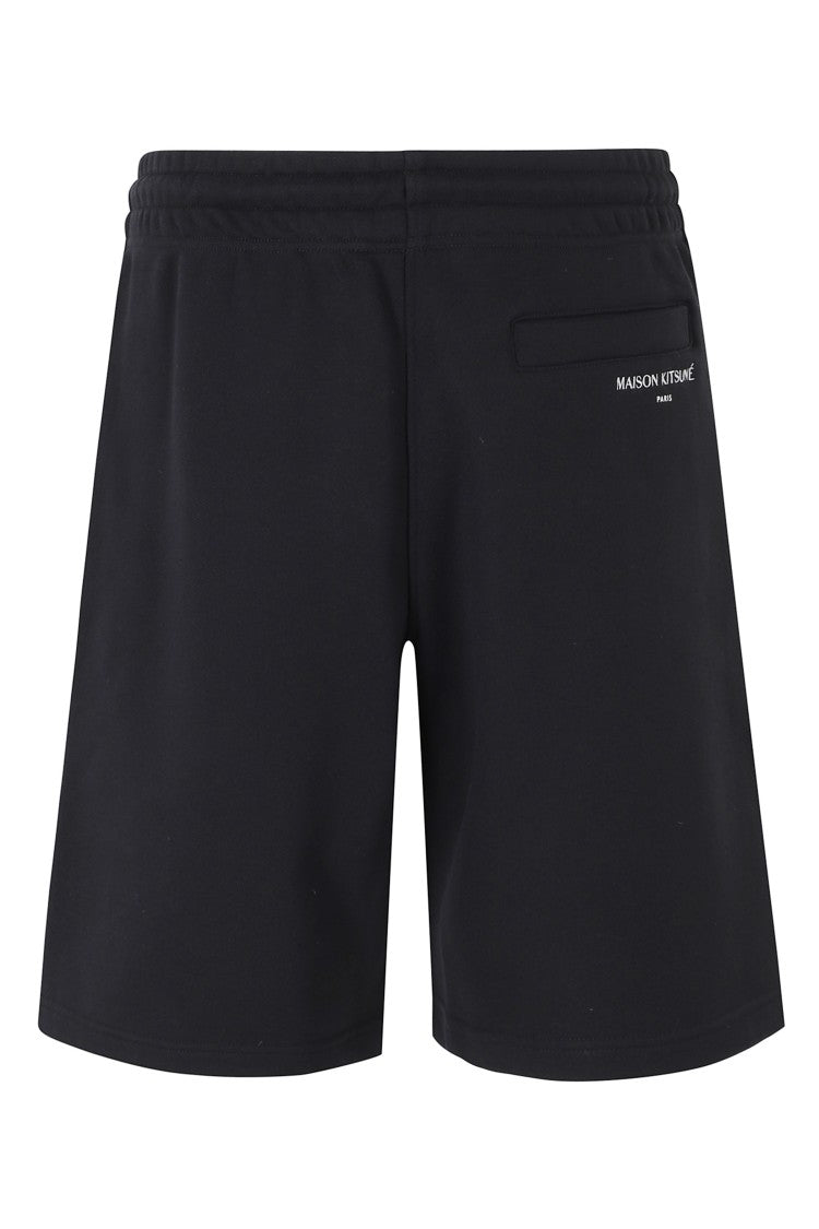 Maison Kitsuné Black Oversized Drawstring Elastic Waistband Cotton Shorts